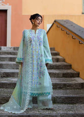 Zoha By Ansab Jahangir Embroidered Lawn 3 Piece Unstitched Suit AJ25Z D-02 MISTY JADE